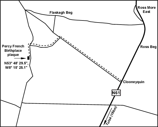 map to Percy French's birthplace